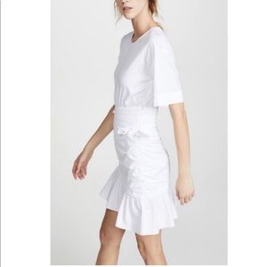 A.L.C Cassian Ruched Mini DressRuffleCottonPoplin, short sleeve, sz 6, worn once